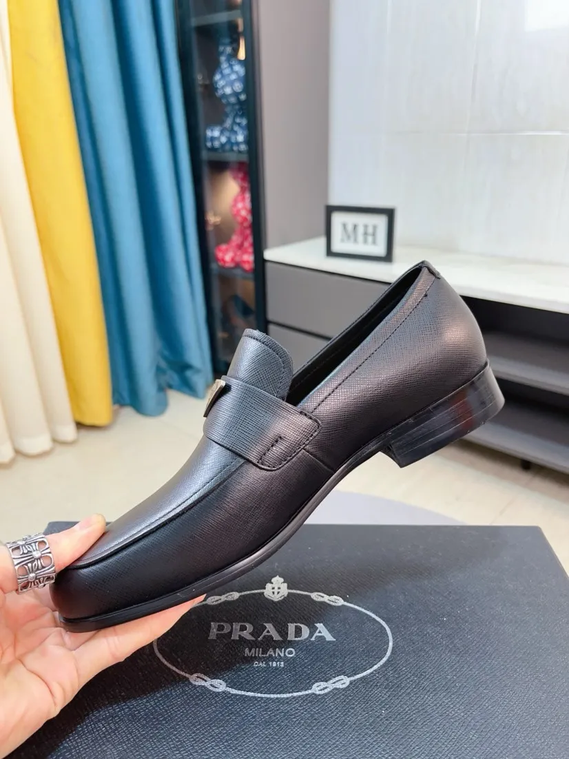 Men's shoes 💰540🌹🌹【PRADA Leather Shoes】Top purchasing agency Original imported Italian custom-made open-edge beaded cowhide leather surface, fully imported water-dyed breathable cowhide lining, original factory special molded sole super comfortable, size: 38-44